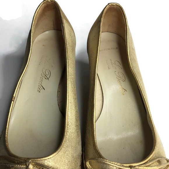 Vintage La Badia Gold Espadrilles Wedges 7 37 made in Italy - Picture 6 of 12